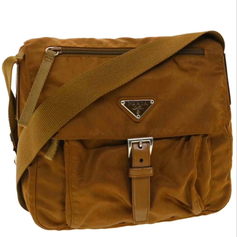 PRADA Shoulder Bag Nylon Brown Crossbody Bag Messenger Bag